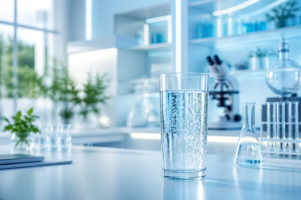 Eau pure et petillante dans un laboratoire moderne