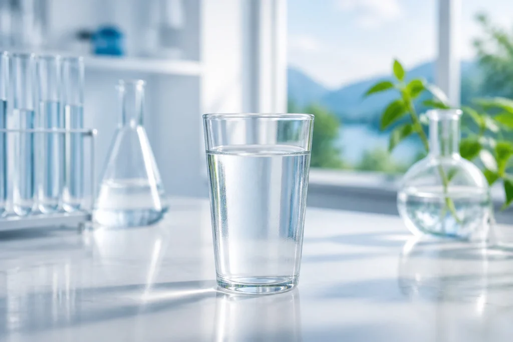 Verre deau pure laboratoire et nature