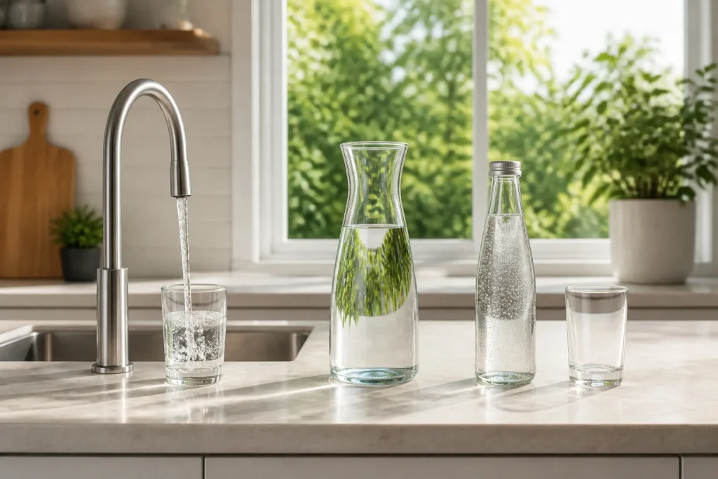 Purete de leau robinet carafe bouteille