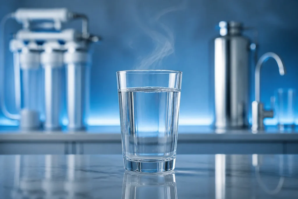 Verre deau pure et fraichement filtree
