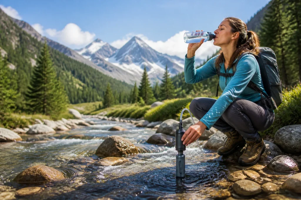 Purificateur deau portable en pleine nature