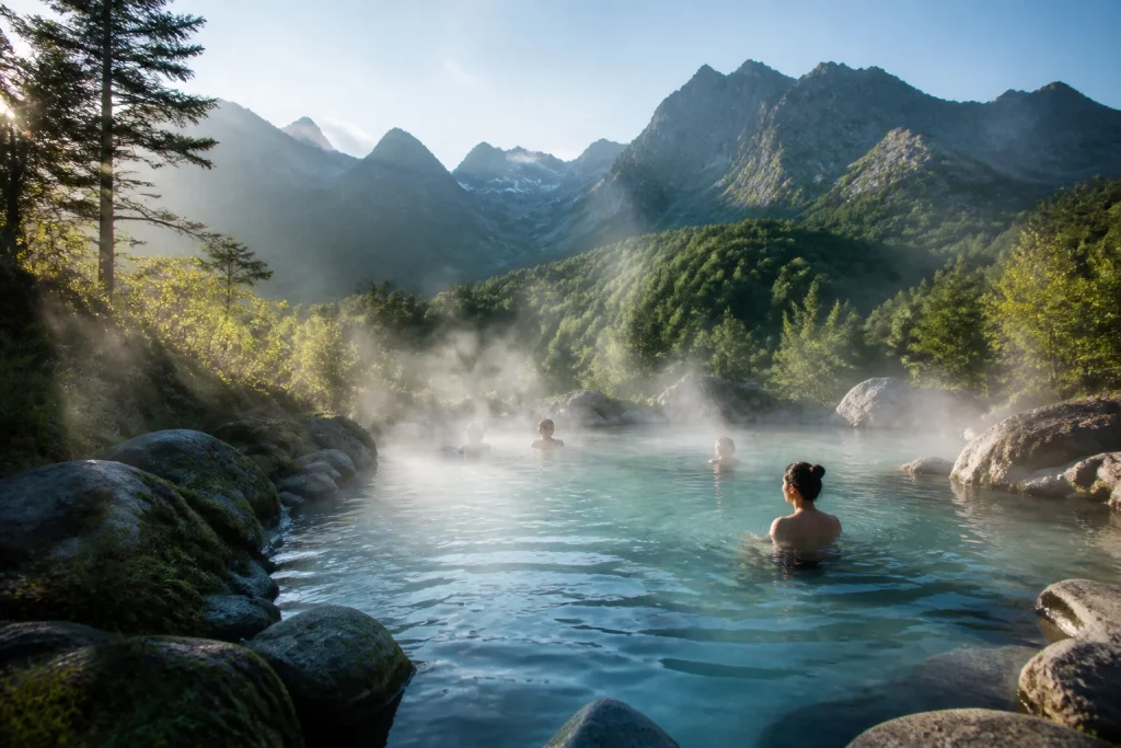 Sources thermales dans les montagnes