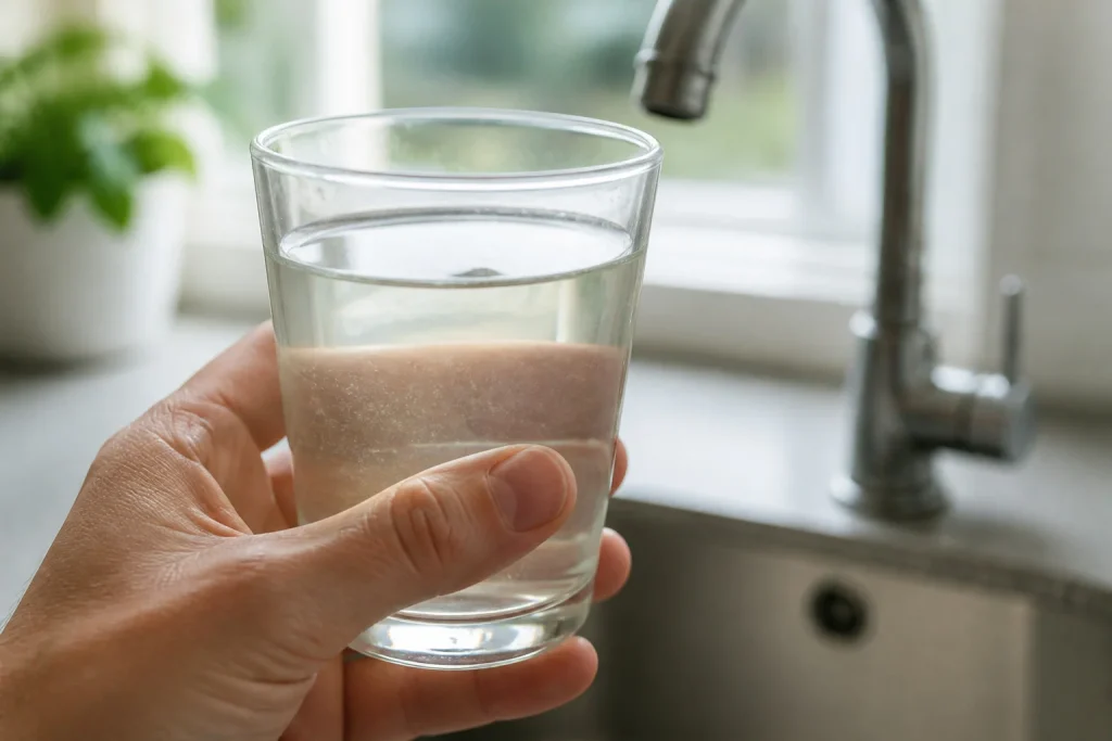 Verre deau du robinet legerement trouble